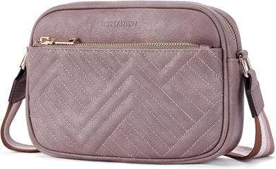 BOSTANTEN Damen Handy Umhängetasche, Crossbody Bag mit verstellbarem Breiter Gurt, PU Leder Gesteppt