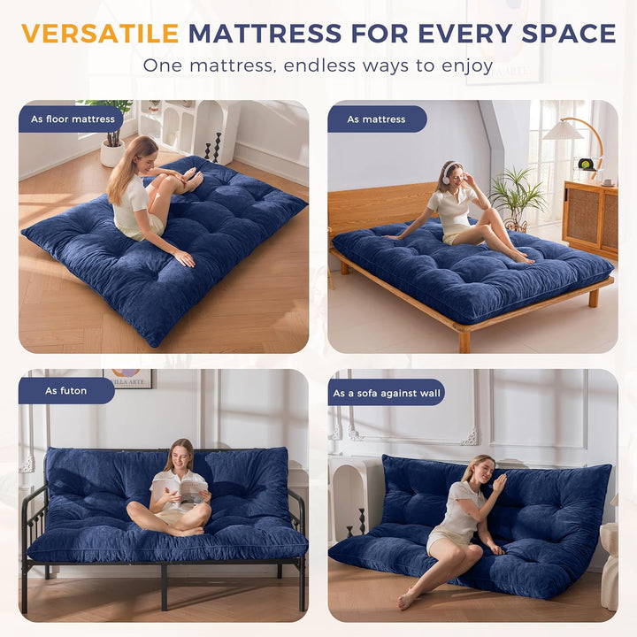 MAXYOYO Futon Matratze, Chenille-Stoff, 15cm Dick Bodenmatratze Verwendbar als Schlafsofa, Geknöpft