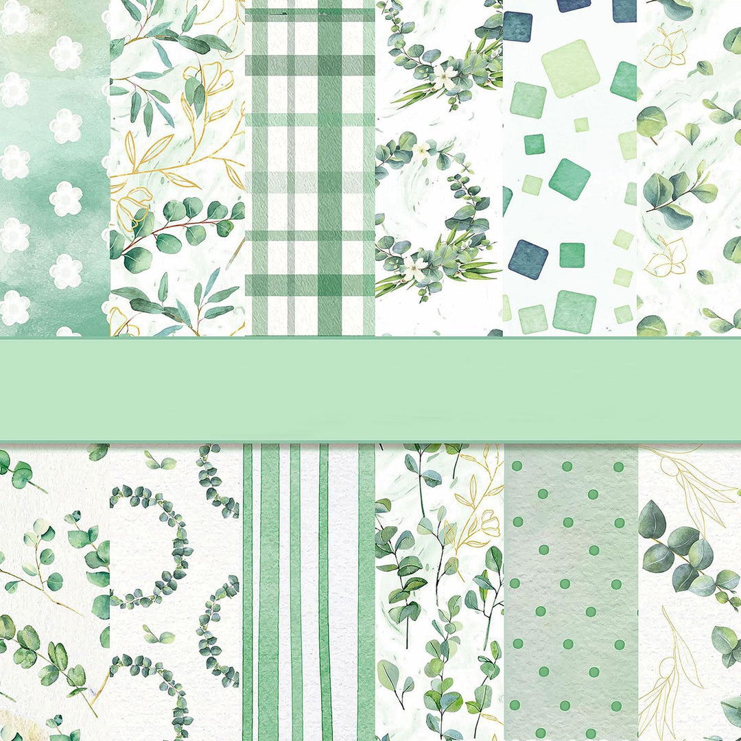 Scrapbook Papier 30x30 Scrapbook Bastelpapier mit Muster, Grün Scrapbooking Papier Doppelseitiges Fr