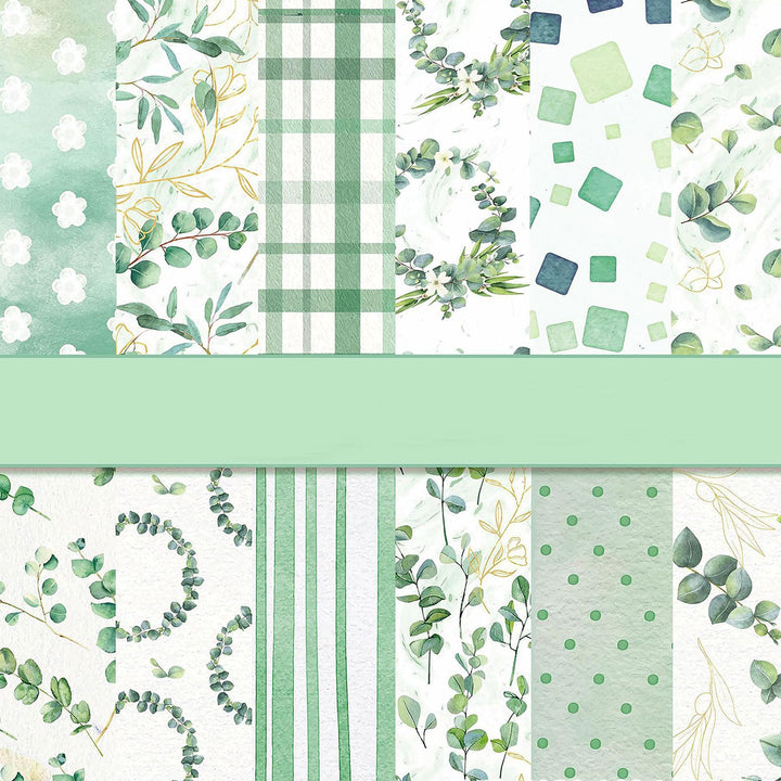 Scrapbook Papier 30x30 Scrapbook Bastelpapier mit Muster, Grün Scrapbooking Papier Doppelseitiges Fr