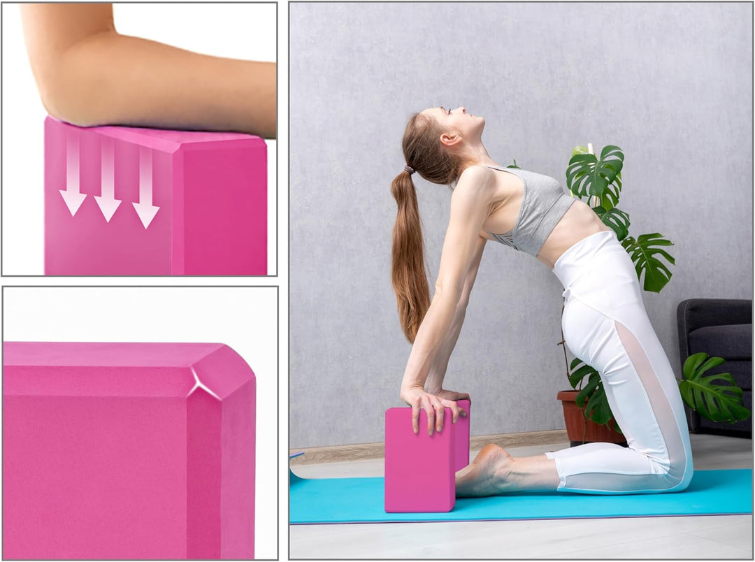 EXERZ Yoga-Blöcke, 2 Stück, Gymnastikblöcke, Übung, Workout, Fitness, Pilates, Stretch, Handstand, r