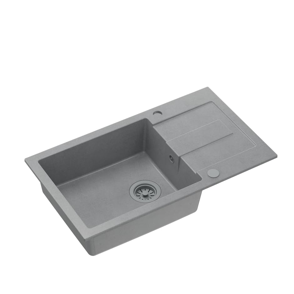 QUADRON Spülbecken Spüle Grau | Grösse 78 x 45 x 18,5 cm | Granit Granitspüle CHRISTIAN 136 XL Einze
