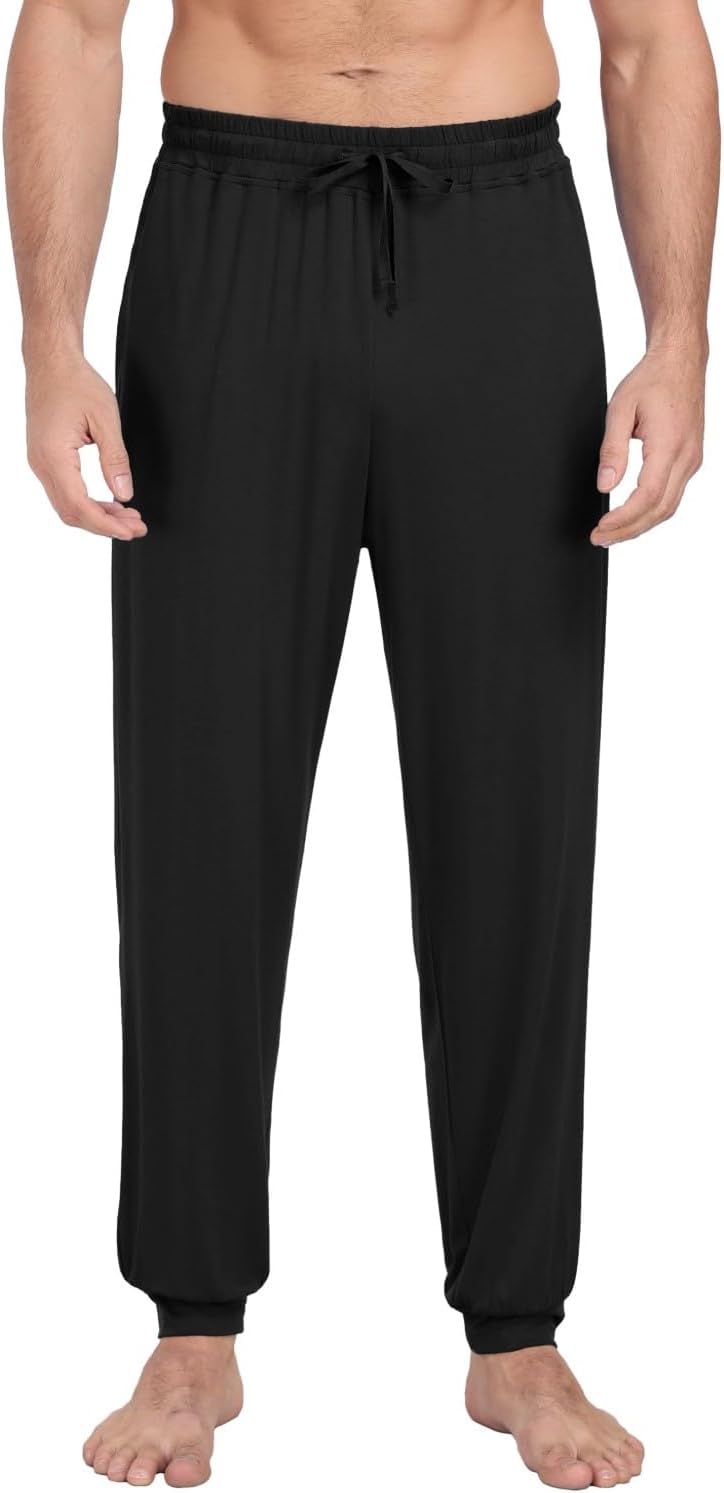 PrinStory Schlafanzughosen Für Herren Lang Pyjamahose Mit Taschen Elastischem Bund Schlafhose Lounge