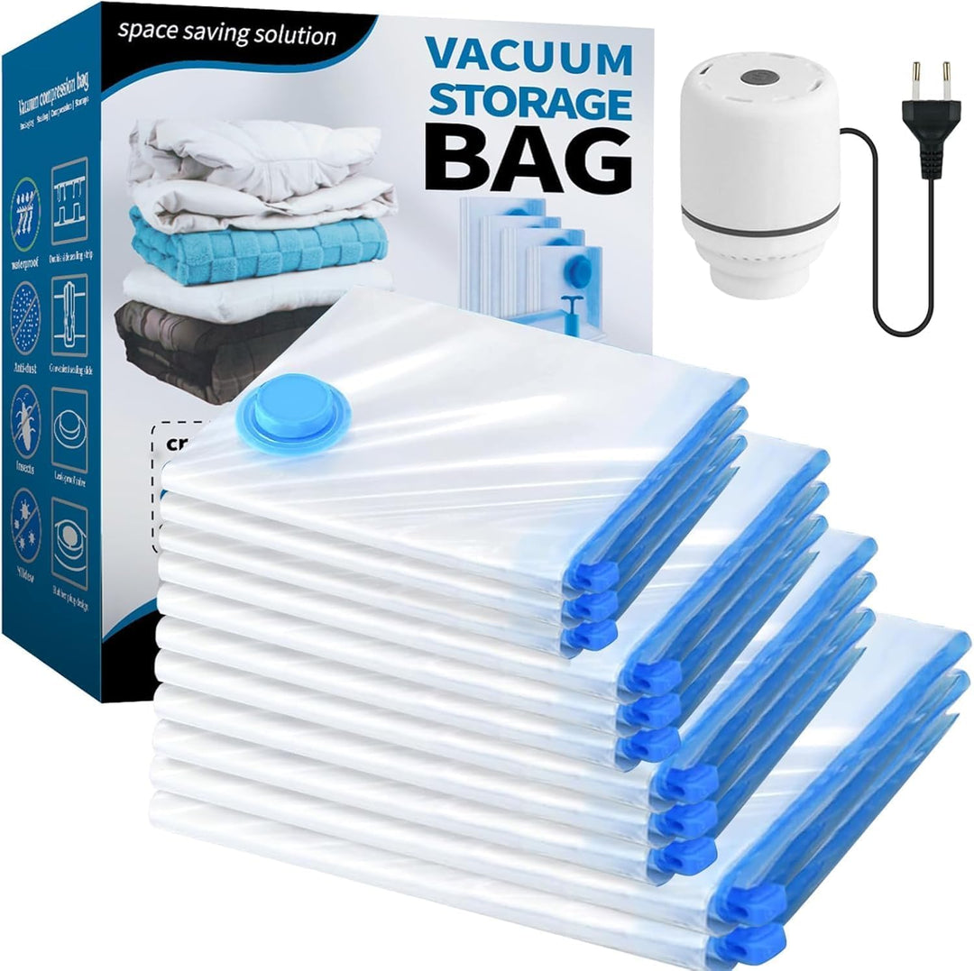 Vakuumbeutel für Kleidung mit elektrischer Luftpumpe, 11Pack (2 Jumbo/3 gross/3 mittel/3 klein), Vak