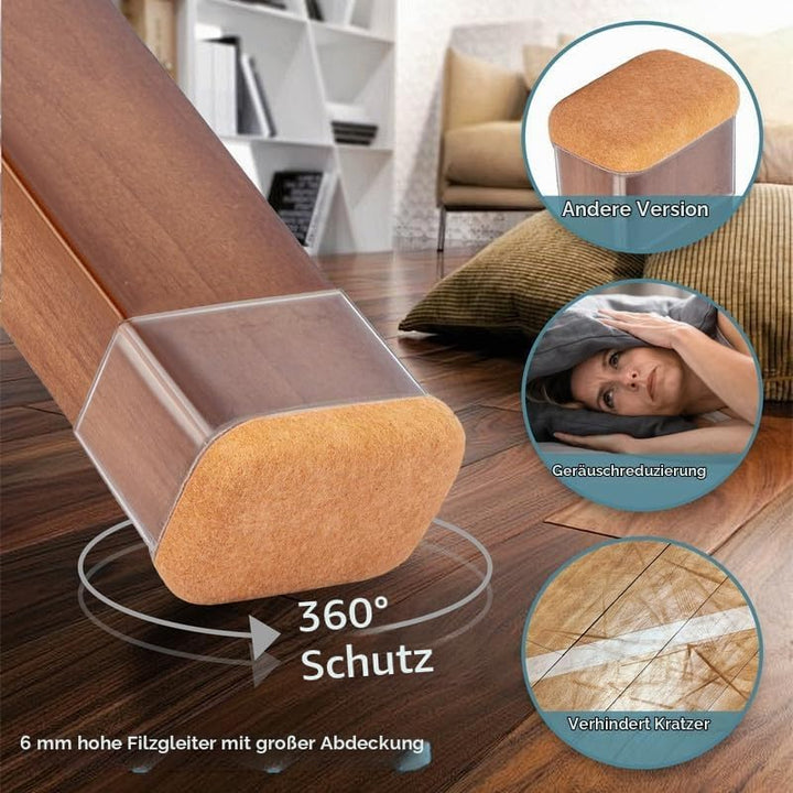 GAGUIUP Filz-Bodenschutz für Stuhlbeine für Hartholzböden, 8 rechteckige Möbelpads, einfache Gleiter
