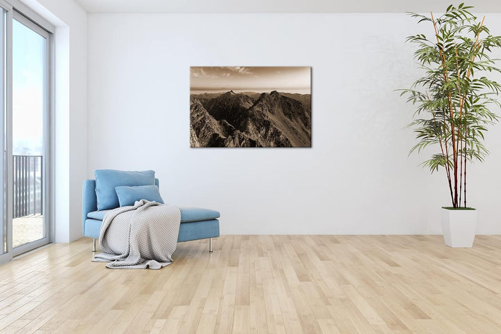 deyoli Die Japanischen Alpen Effekt: Sepia Format: 80x60 als Leinwandbild, Motiv fertig gerahmt auf