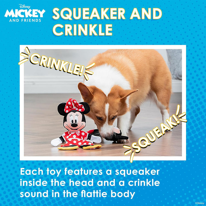 Disney for Pets Mickey Mouse & Minnie Mouse Plüsch-Quietscher mit knisterndem Flattie-Körper, Hundes