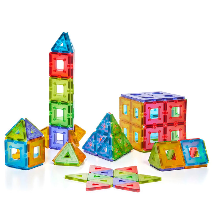 Polydron Translucent KinderMag Class Set - Vibrant Rainbow Coloured Magnetic Building Tiles for Todd