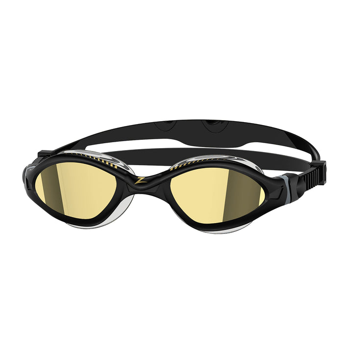 Zoggs Unisex Tiger Lsr+ Spiegel Schwimmbrille für Erwachsene Einheitsgrösse Schwarz/Grau/Spiegelgold
