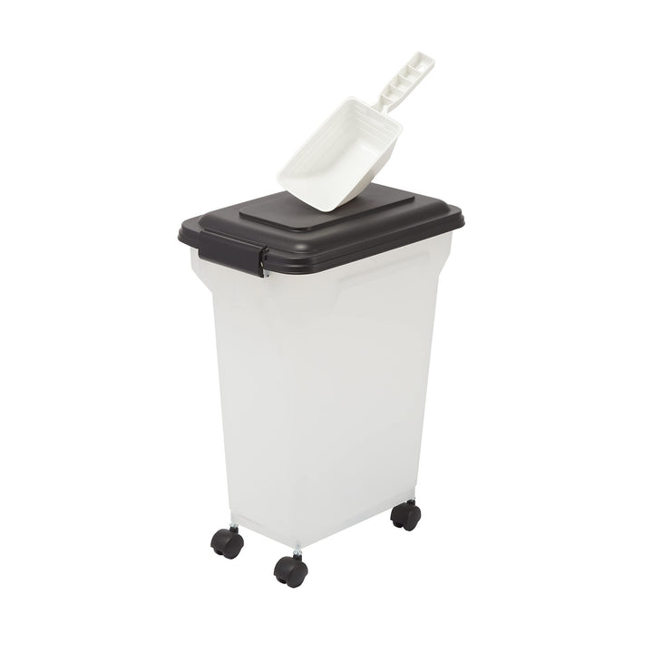 Iris Ohyama Hundefutter Aufbewahrung mit Rollen, 20L/7.5kg, Schwarz, Luftdichte Futterbox, Trockenfu
