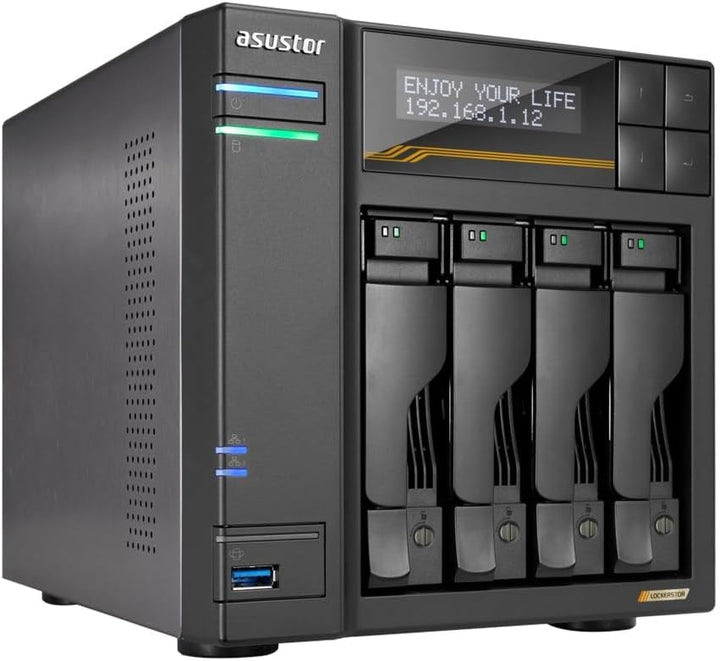 Asustor Lockerstor 4 Gen3 AS6804T, 4 Bay NAS Netzwerkspeicher, AMD Ryzen Quad-Core 2.3 GHz, 16GB RAM