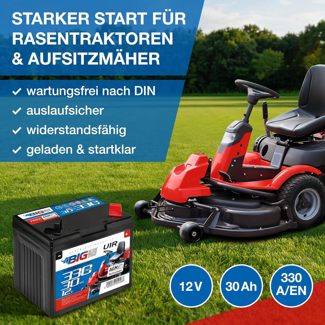 Starterbatterie für Aufsitzmäher wartungsfrei L