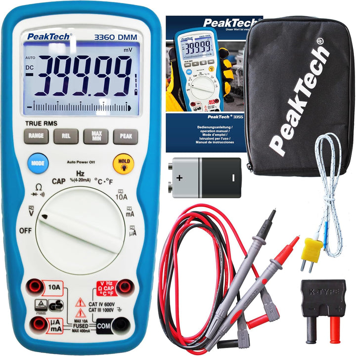 PeakTech P 3360 3360 – True RMS Digital Multimeter, Wasserdicht (IP67), 40000 Counts, Profi-Handmult