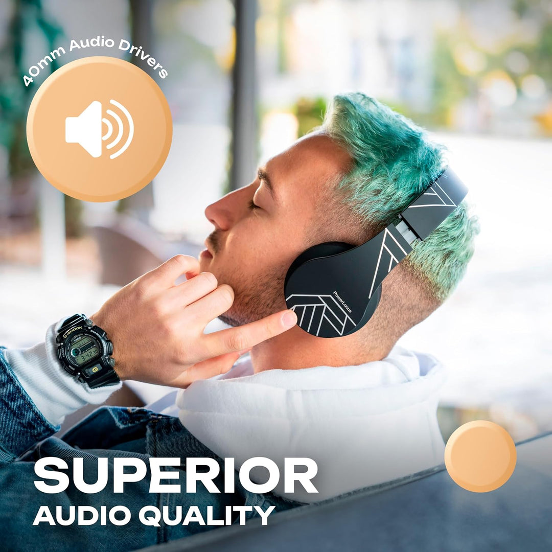 PowerLocus P1 Bluetooth Kopfhörer Kabellos, Wireless 5.0 Bluetooth Kopfhörer Over-Ear, Over Ear Kopf