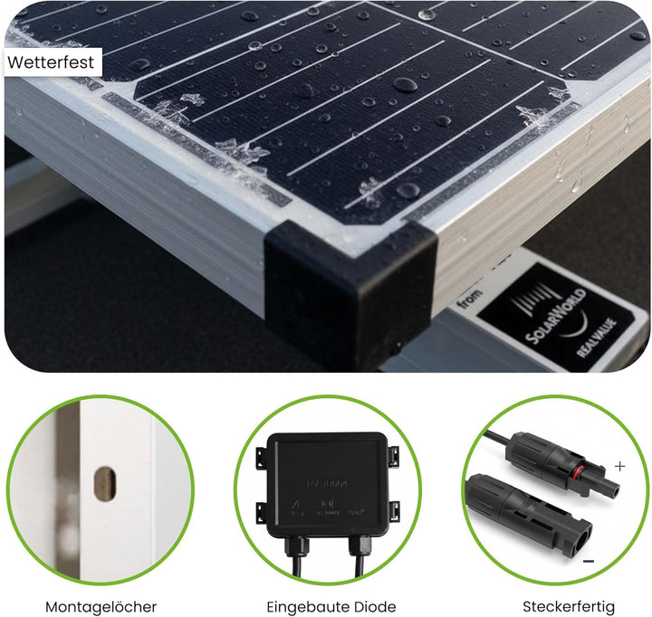 Offgridtec 200W Garten-Solaranlage mit 12V AGM Akku und 500W Wechselrichter, 200W