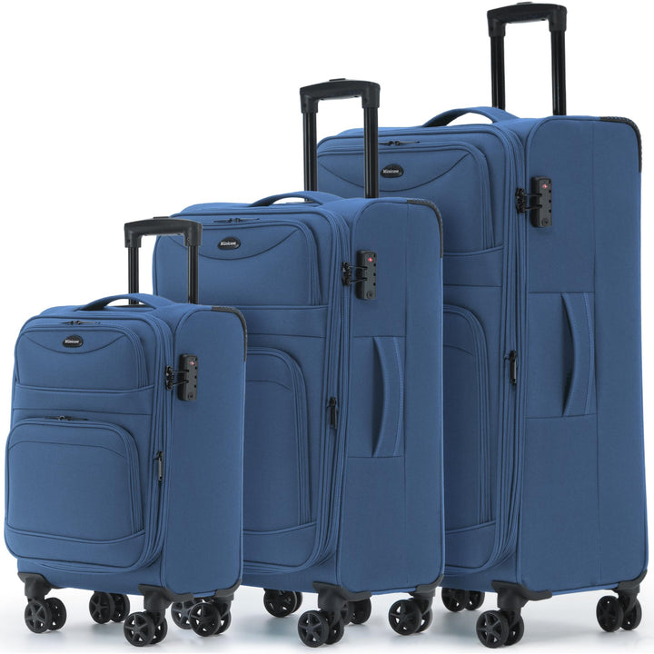 Stoffkoffer erweiterbar mit Frontfächern,15% Extra-Volumen, TSA-Schloss, 360° Doppelrollen & verdeck