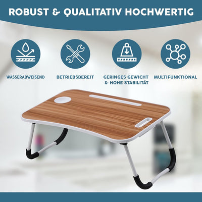 Albatros Laptoptisch mit Schublade FLIP Holz (Eiche) - Bett Tablett-Tisch, klappbar - Laptop Tisch f