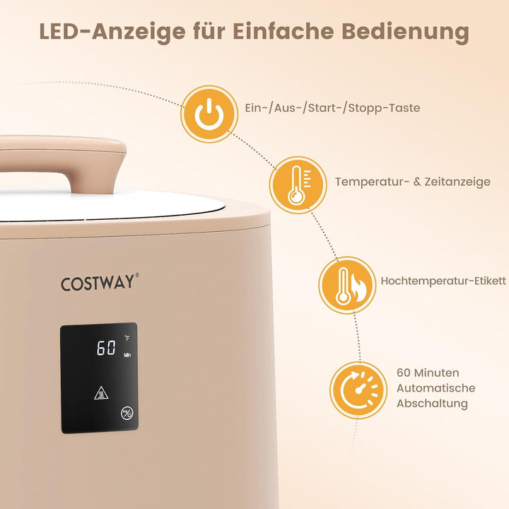 COSTWAY 18L Handtuchwärmer Eimer, Deckenwärmer mit LED-Anzeige & automatischer Abschaltung, tragbare