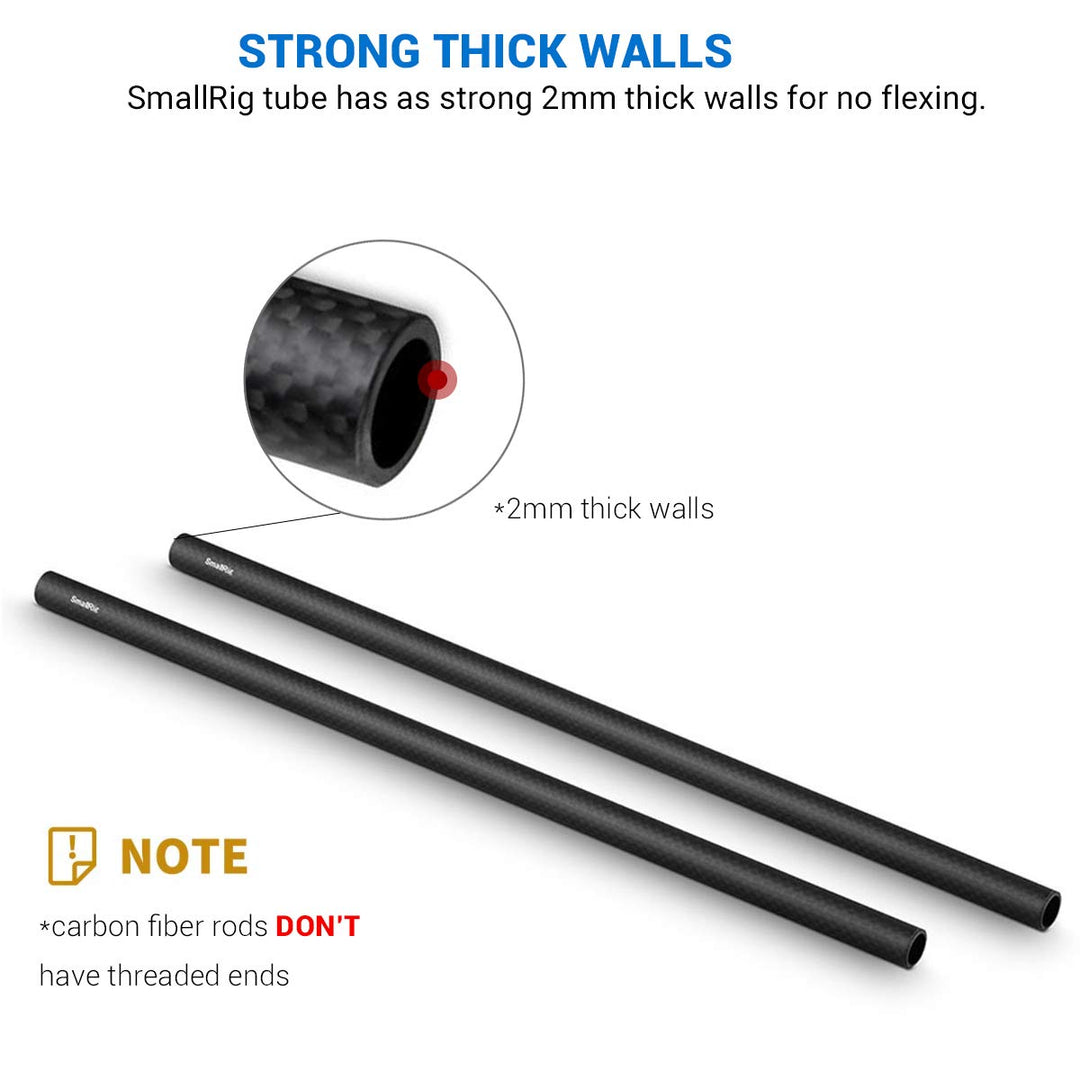 SMALLRIG DSLR Rigs 15mm Carbon Fiber Stangen - 30cm / 12inch (2 Stück) - 851 12 inch/ 30cm, 12 inch/