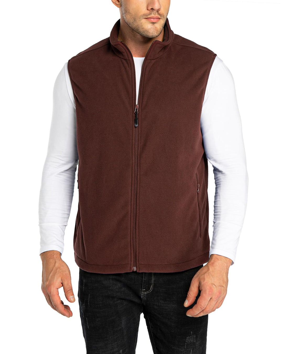 33,000ft Herren Fleece Weste Jacke Standkragen Ultraleicht Outdoor Ärmellose Fleecejacke Gilets Tops