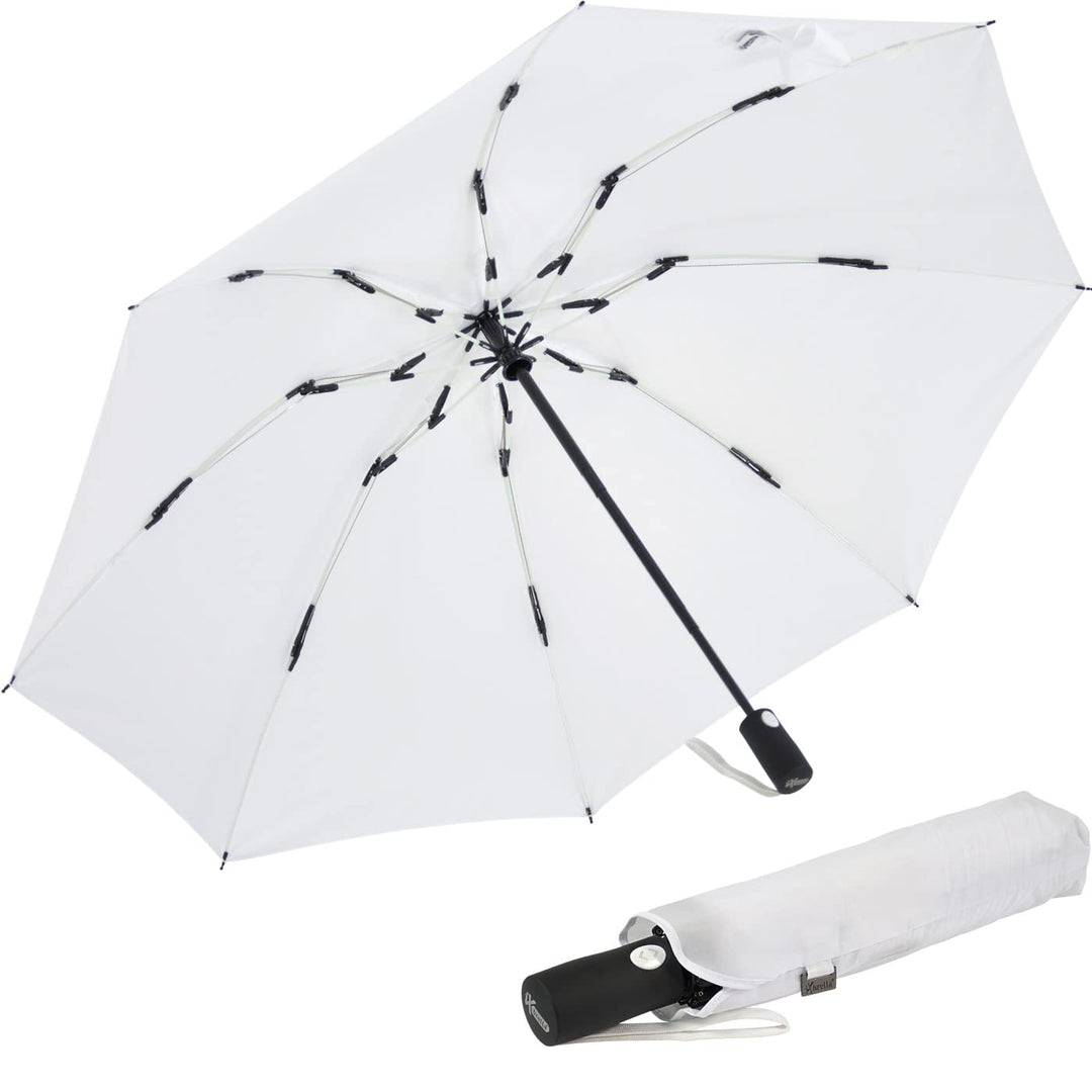 iX-brella Reverse umgekehrt öffnender Fiberglas-Taschenschirm mit farbigen Speichen - weiss, Weiss