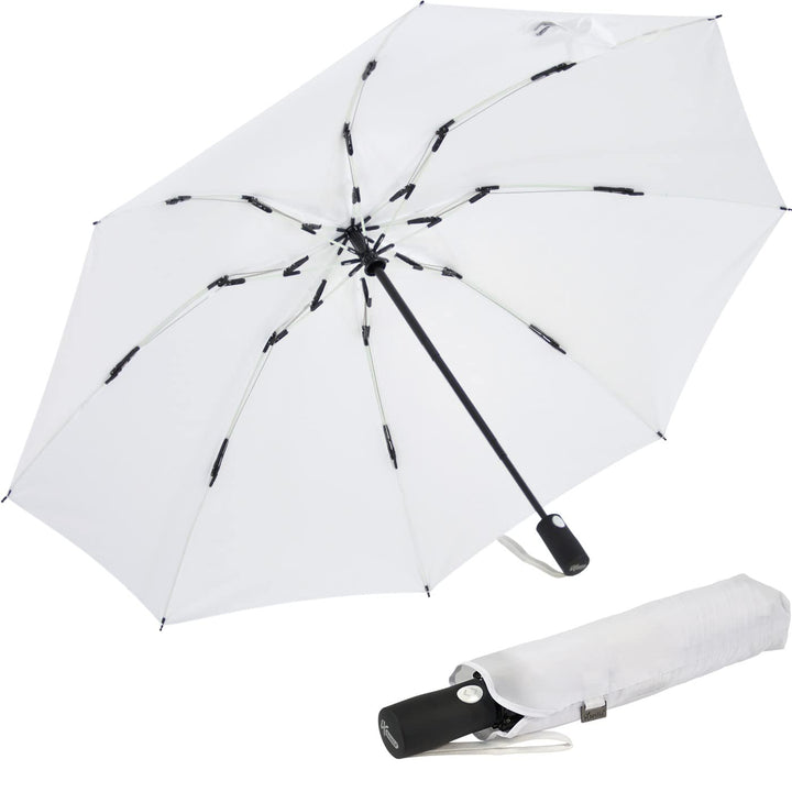 iX-brella Reverse umgekehrt öffnender Fiberglas-Taschenschirm mit farbigen Speichen - weiss, Weiss