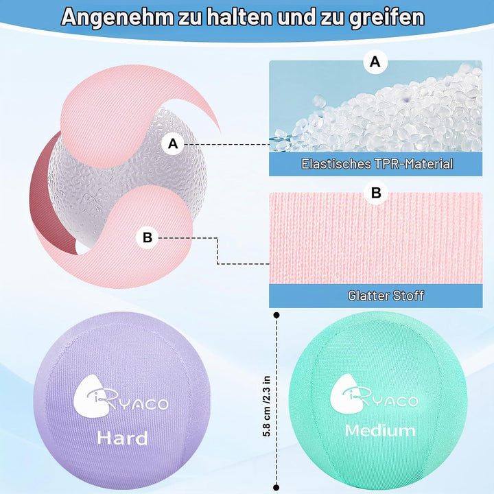 RYACO Handtherapie-Übungs-Stressball-Bundle – 3er-Set – Stressball mit dynamischem Widerstand und Gr