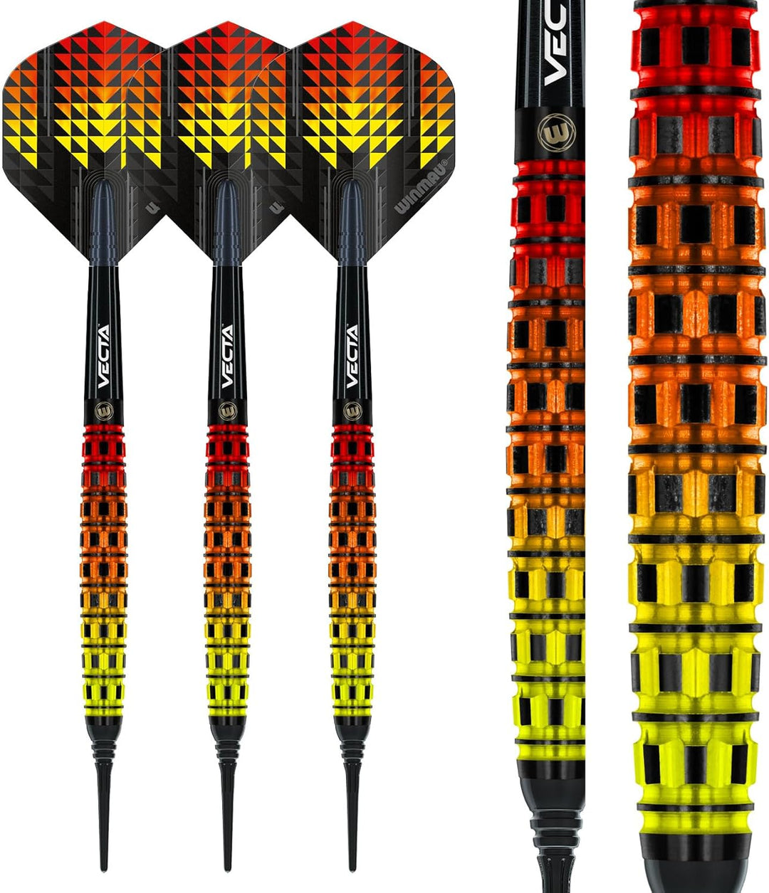 WINMAU Firestorm Flame Professionelles Wolfram-Dart-Set mit Flights und Schäften (Shafts) 20G Zulauf