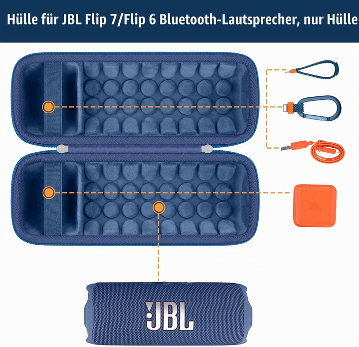 Khanka für JBL Flip 7 / Flip 6 wasserdichte tragbare Bluetooth-Lautsprecher Hartschalen-Reise-Aufbew