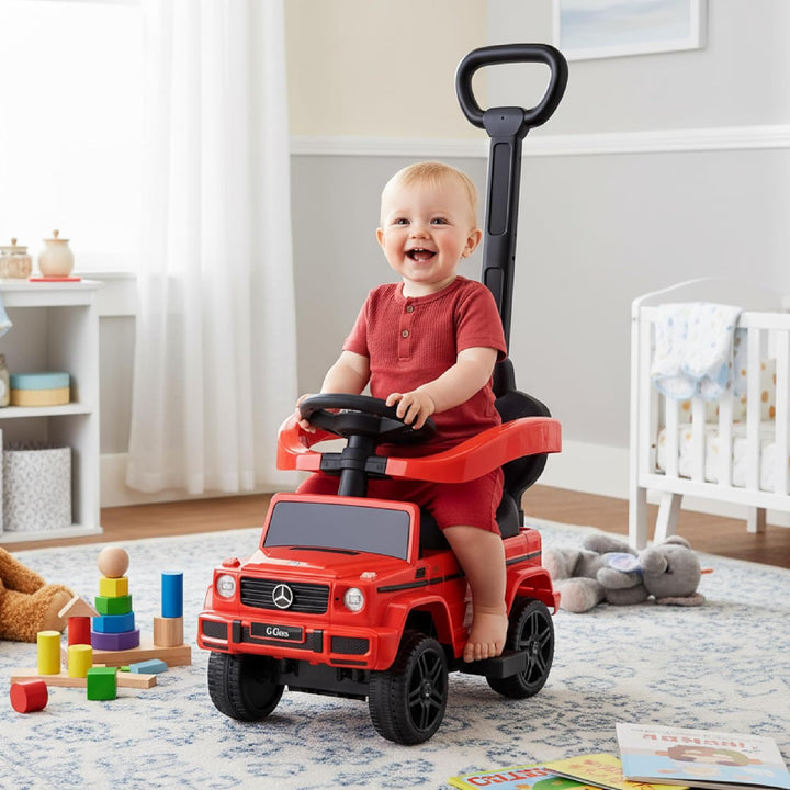 Rutschauto ab 1 Jahr mit Schubstange, Bobbycar, Mercedes G mit Schubstange, Kinderauto, Baby Auto (R