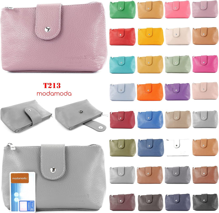 modamoda de - T213 - ital. Leder Kosmetiktasche Maskenetui Medium, Farbe:Senfgelb, Senfgelb