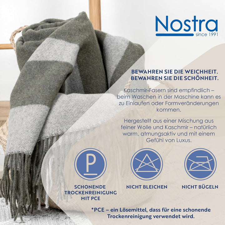 Merino Wolldecke 140x200 – Weiche Merino Decke mit 10% Kaschmir – Luxuriöse Schafwolldecke mit Tasse