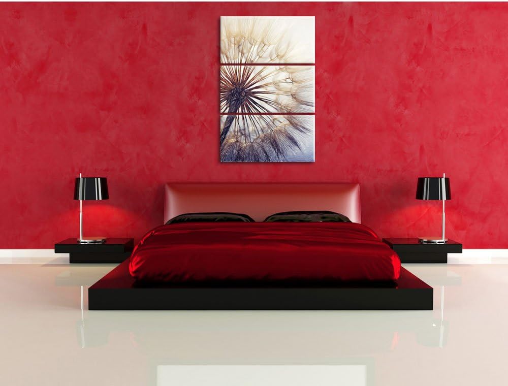 Pixxprint Schöne Pusteblume Bunstift Effekt 3-Teiler Leinwandbild 120x80 Bild auf Leinwand