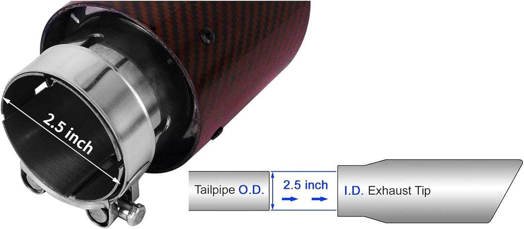Krtopo 63mm Auspuffspitzen Auspuff Edelstahl und Glänzende Kohlefaser Auto Auspuff Endrohr, Einlass