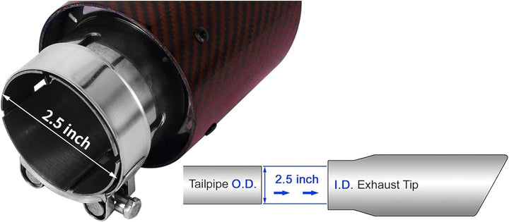 Krtopo 63mm Auspuffspitzen Auspuff Edelstahl und Glänzende Kohlefaser Auto Auspuff Endrohr, Einlass