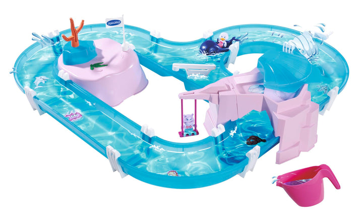 AquaPlay Meerjungfrau Wasserbahn - Outdoor-Wasserspiel mit Bahn, Boot und 2 Spiel-Figuren in Meerjun