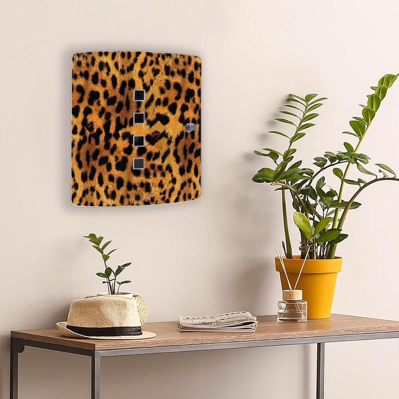 banjado® Design Schlüsselkasten aus Edelstahl mit Motiv Leopard für 10 Schlüssel - Schlüsselschrank