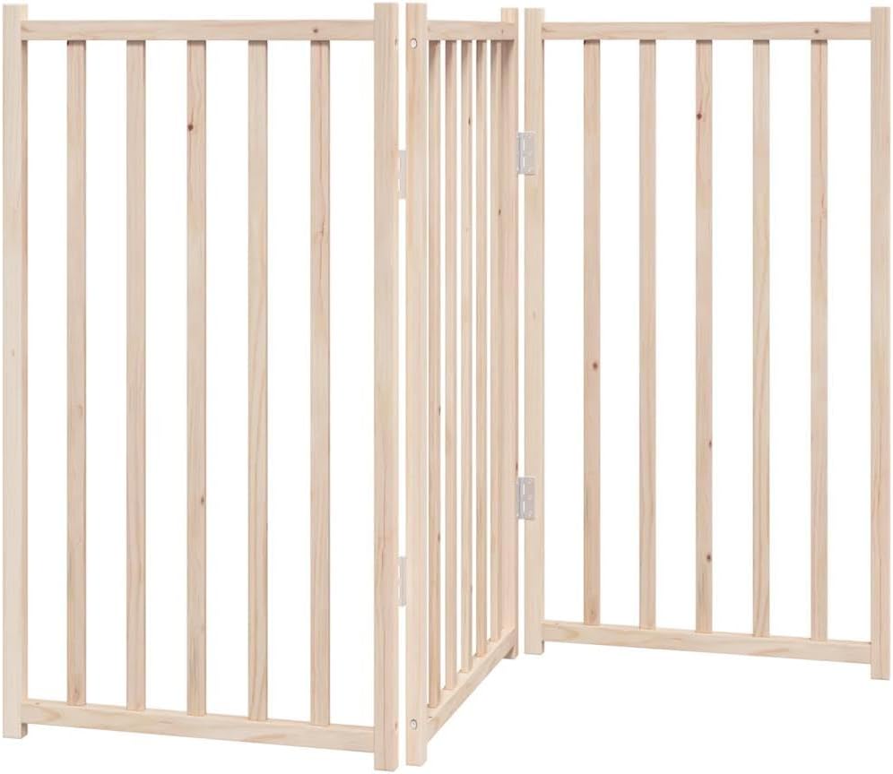 vidaXL 3-TLG. Hundetor Faltbar 150 cm Massivholz Tanne 150 cm Length Braun, 150 cm Length Braun