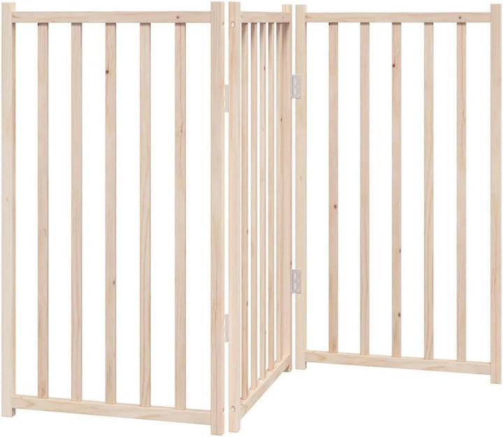 vidaXL 3-TLG. Hundetor Faltbar 150 cm Massivholz Tanne 150 cm Length Braun, 150 cm Length Braun