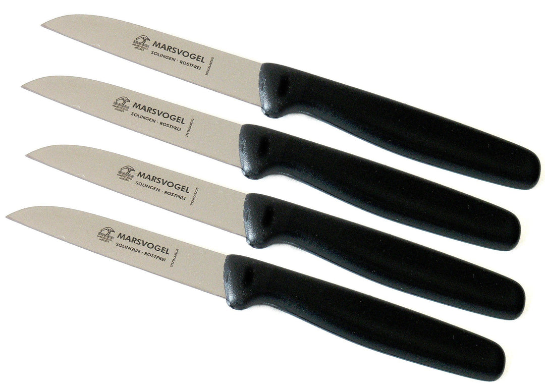Marsvogel - 4er Pack Gemüsemesser 3" Schwarz - gerade Klinge - Griffe aus PP Kunststoff - Made in So