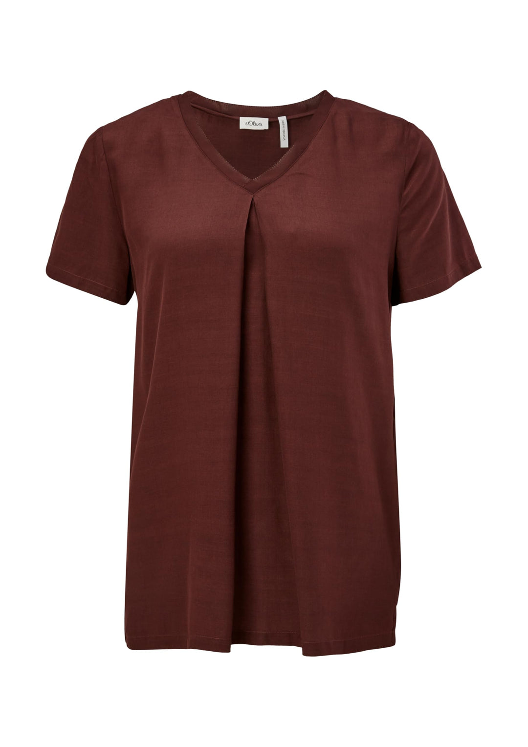 s.Oliver BLACK LABEL Viskosebluse mit Falteneinsatz, Dark Red