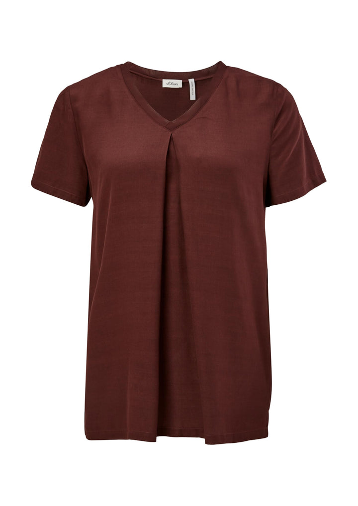 s.Oliver BLACK LABEL Viskosebluse mit Falteneinsatz, Dark Red