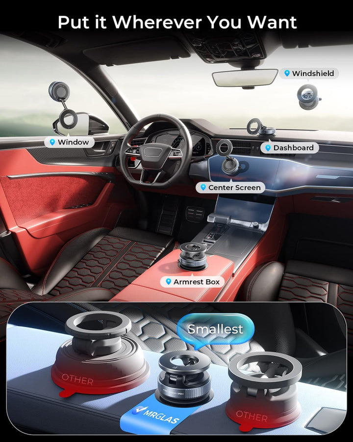 MRGLAS 2025 Upgraded Handyhalterung Auto Magnet für Magsafe Autohalterung, Vakuum Saugnapf Handy Hal