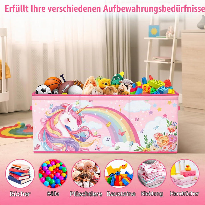 Extra Gross Aufbewahrungsbox mit Deckel Kinder, Zusammenklappbare Oxford-Spielzeugkiste mit Griff fü