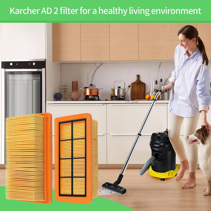 2 Stück Filter für Kärcher AD 4 Premium, AD 4, AD 2, AD 2 Battery, AD 3, AD 3 Premium, AD 3200, AD 3