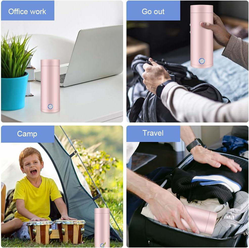 Aoreun Kleiner Tragbarer Wasserkocher, 400ml Tragbarer Elektrischer Wasserkocher, Mini Thermoskanne