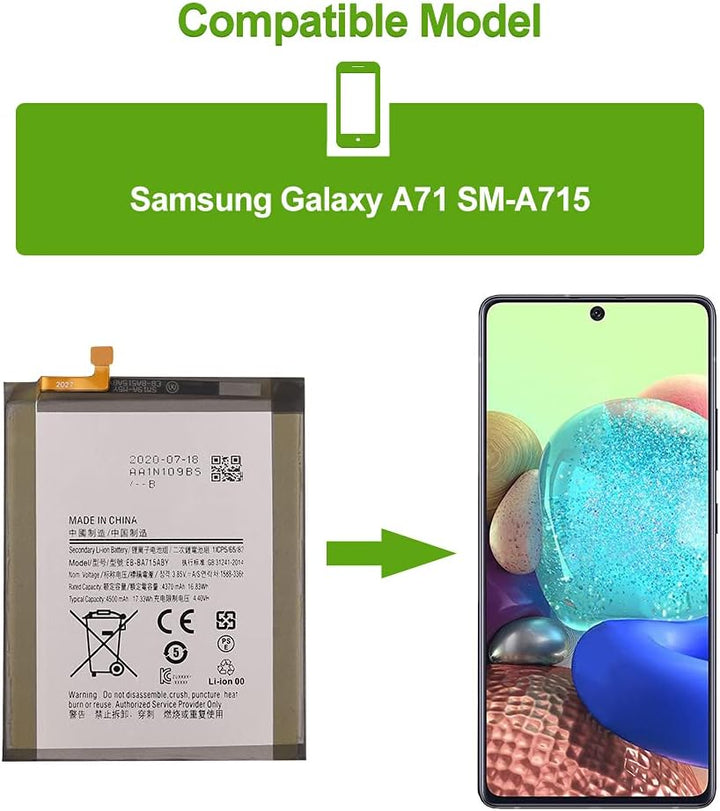 SwarKing Ersatz Akku EB-BA715ABY Kompatibel mit Samsung Galaxy A71 SM-A715 with Toolkit