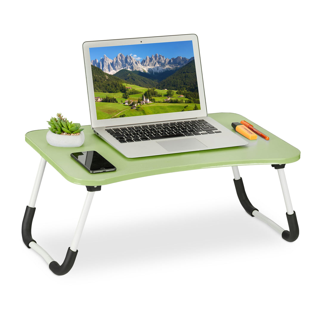 Relaxdays Laptoptisch für Bett & Couch, HxBxT: 26 x 63 x 40 cm, klappbarer Betttisch, MDF, Eisen, No