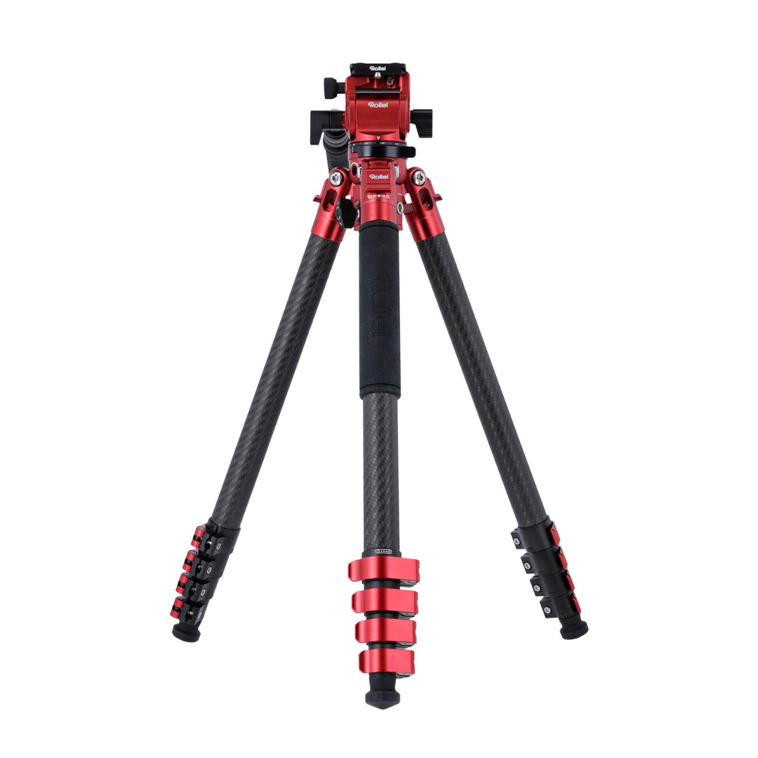 Rollei Easy Traveler Video Carbonstativ - 4,5 kg Tragkraft, 164 cm Höhe, Ultraleicht, Kompakt, Mühel