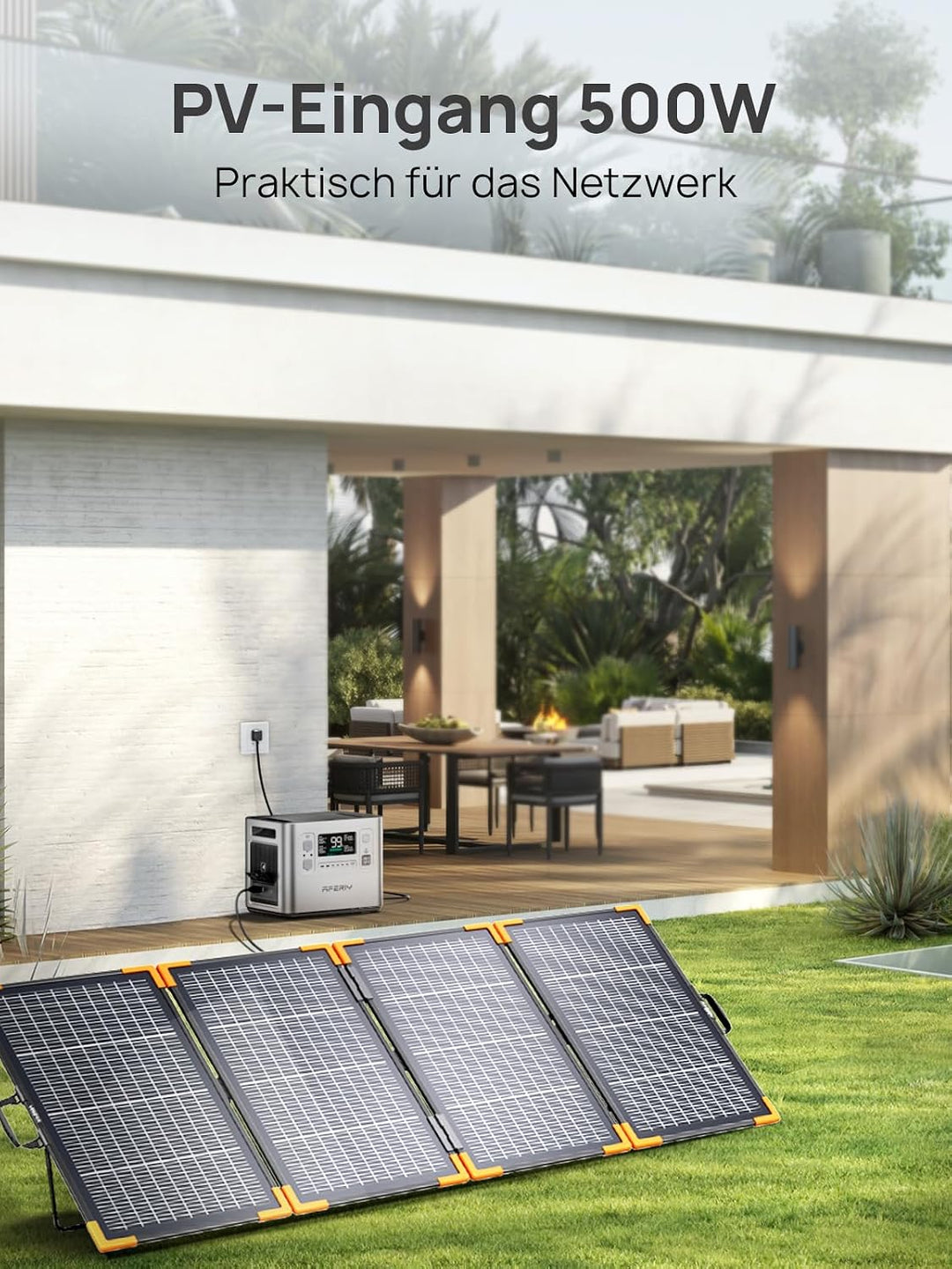 AFERIY 2400W2048Wh Solargenerator mit 400W Solarpanel, 1,5Std Schnellladung | Silber Tragbare Powers